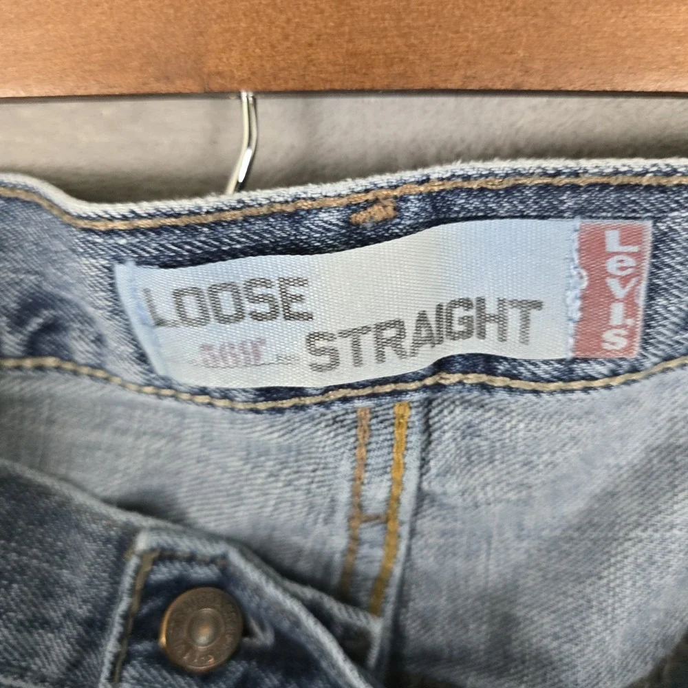 Levis 569 Loose Straight Jeans Mens‎ 42x32 Blue Medium Wash Denim Y2K Baggy